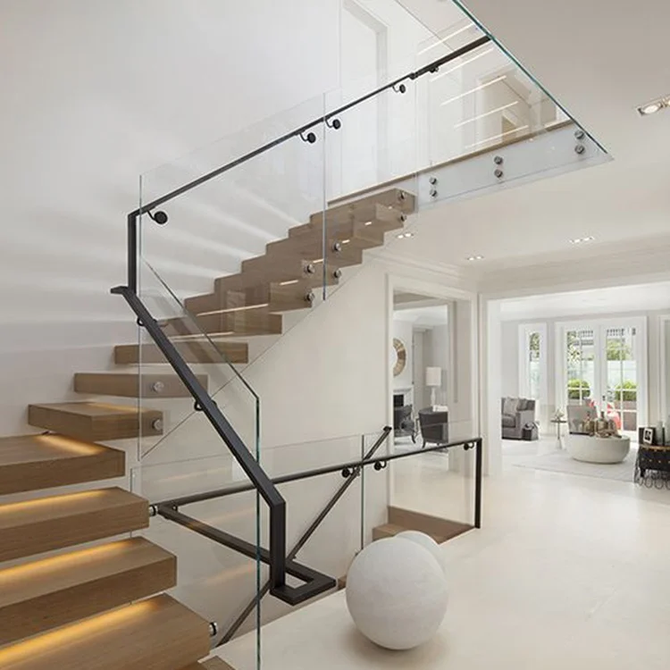 modern folding L shape beech curved wood stairs