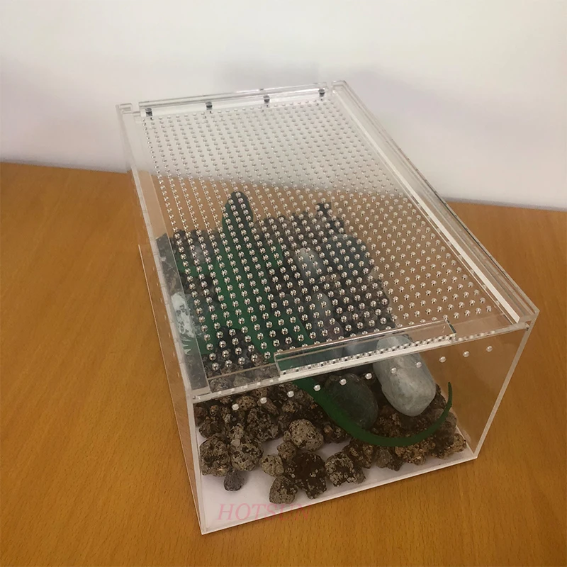 Customized Magnetic Cover Lids Plastic Reptile Terrarium Display Case Acrylic Reptile Box