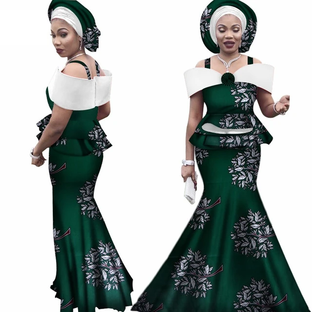 Африканские комплекты из двух частей с головным убором Дашики большого размера одежда Базина С Коротким Рукавом Традиционная африканская вечерняя сексуальная WY3113