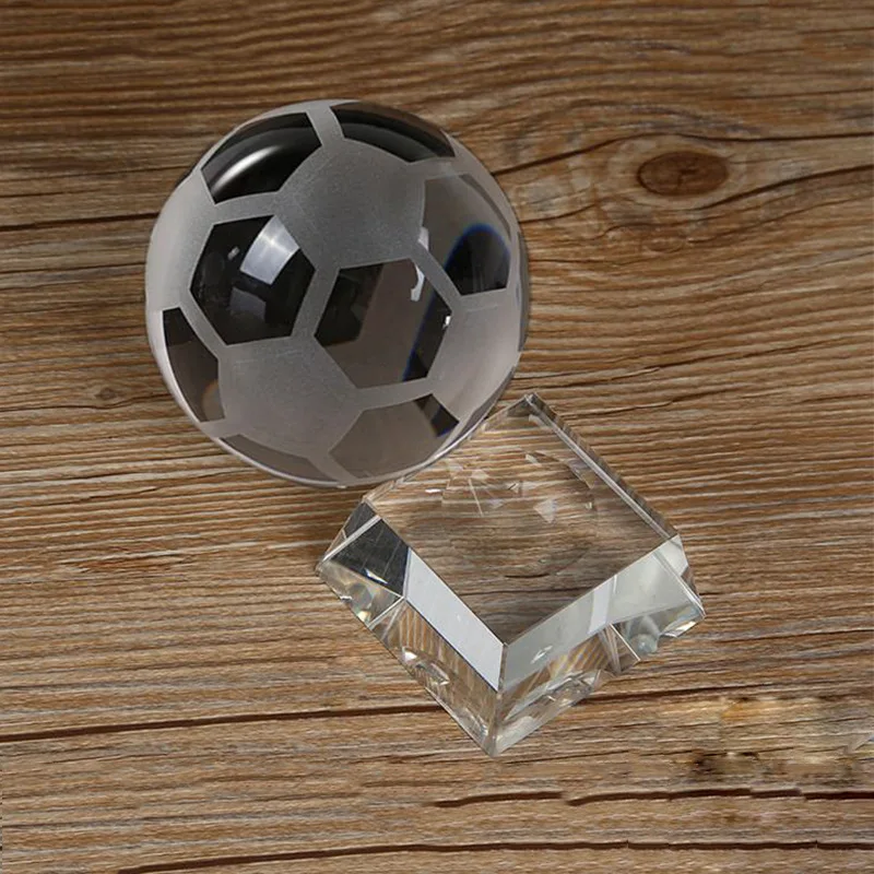 Honor of crystal Crystal Football Trophy Soccer Shape Glass With Crystal Base Sport Theme