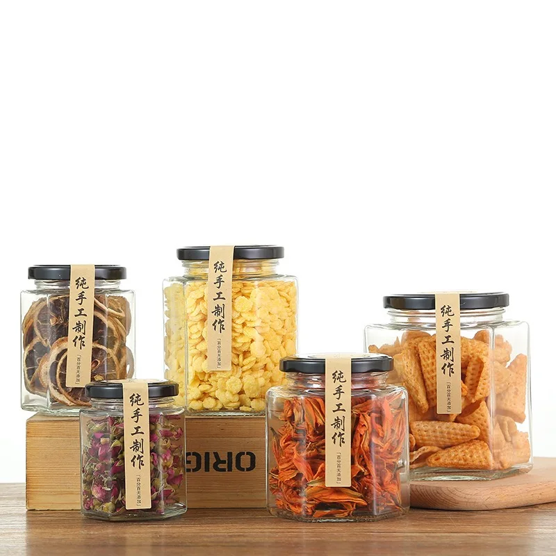 High Quality Borosilicate Jam Storage Glass With Metal Lid Custom Food Grade Bpa Free Square Shape With Various Food Storage Jar