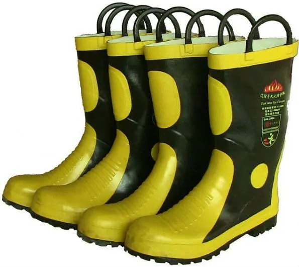Firefighter safety steel toe steel midsole fire rubber boots fireman shoes