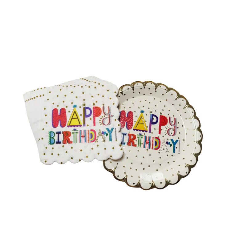 Custom Disposable 3Ply Birthday Soft Decoupage Party Luxury Printed Hot Stamping Gold Foiled Personalized Paper Napkin