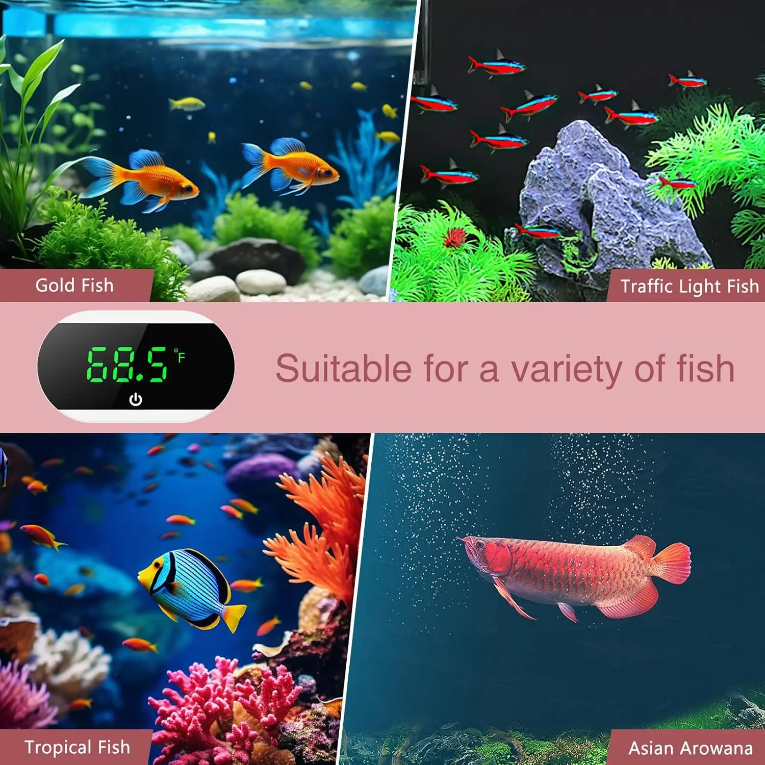 2024 новейший цифровой термометр для аквариума воды со светодиодным дисплеем