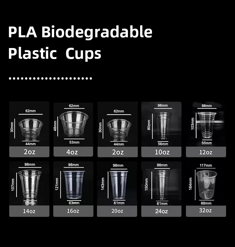 10oz 12oz PLA Cup Custom Logo Compostable Biodegradable Cups PLA Cold Drink PLA Cup With Lid