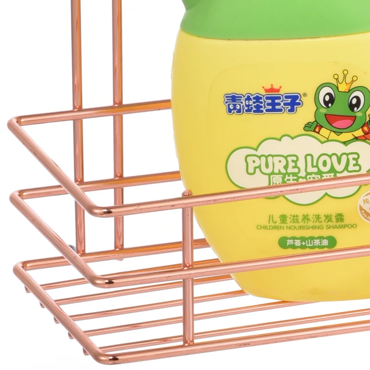 
bathroom metal wire rack rose gold suction shower caddy 