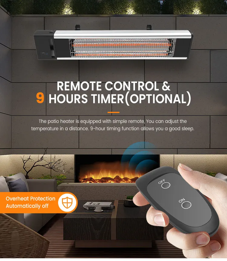 100% Tested 1800W Outdoor Electric Wall Mounted Patio Heater