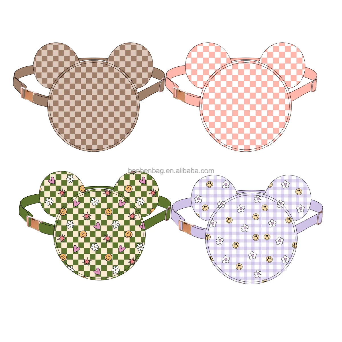 High Quality Wholesale Girls Fanny Pack Cartoon Mouse Head Full printed Fanny Pack For Travel