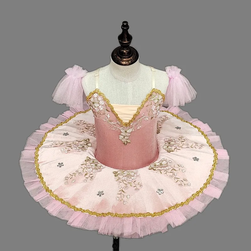 Swan Dance Adult Children Ballerina Short Sleeve Tutu Skirt Practice Poufy Elastic One-piece Dress