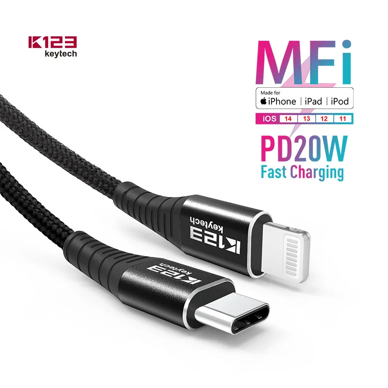 Big Deals Original MFi certified 1m nylon braided fast usb charging cable For iphone fast charging USB Cable