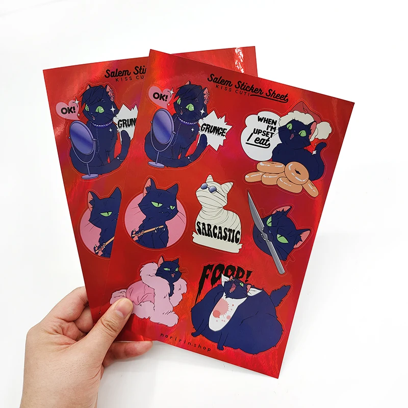 Custom Latest Popular Stickers Logo Vinyl Waterproof Kawaii Adhesive Kiss Cut Sticker Sheets