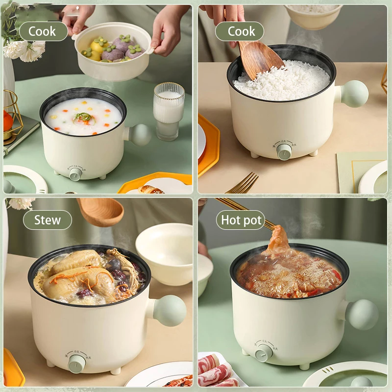 1.8L Portable Mini Electric Cooker Multifunctional Home Electric Cooking Pot With Non-stick Rice Cooker For Household Dormitory
