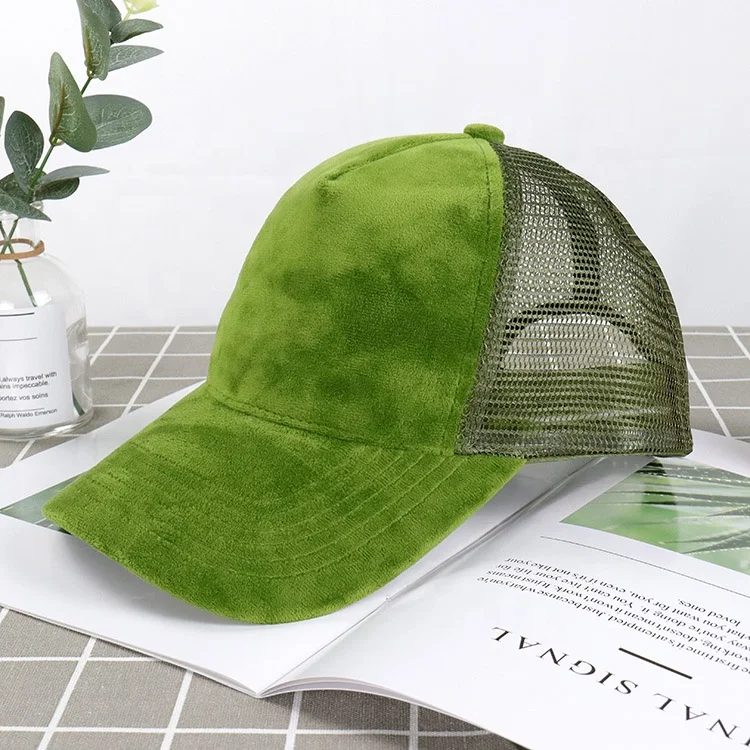 Wholesale Sports Cap and Hat Adjustable Velvet Blank Mesh Adult Baseball Trucker Hats