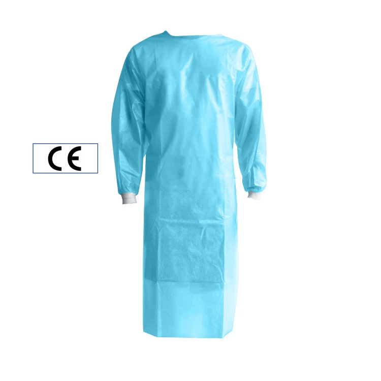 Blue Isolation Gown Knitted Cuff Surgical Gown Long Sleeve Medical Protective Clothing