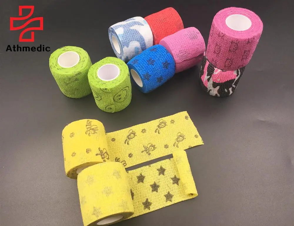 2022 Athmedic sport China self adhesive printed pet printed cohesive bandage printed vet wrap