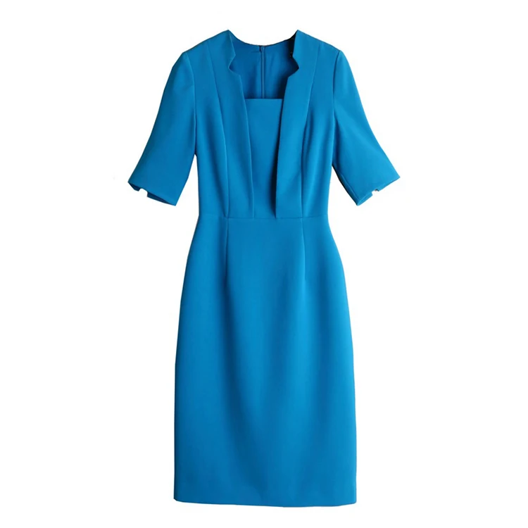 
2021 Spring Women Fashion Square Collar Slim Elegant Temperament Ol Professional Dress 