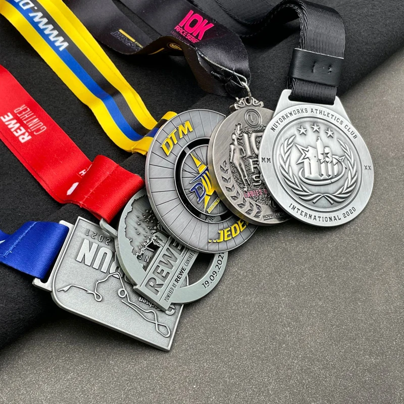 Customized different styles of challenge running medal trophy ribbons