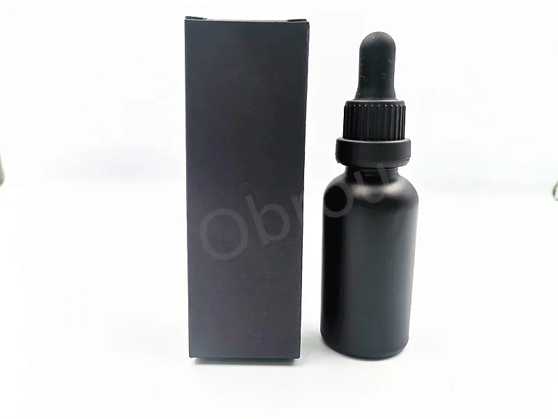 30 ml amber glass tincture bottle with black dropper 30ml matte black essential oil glass dropper bottle with packing box