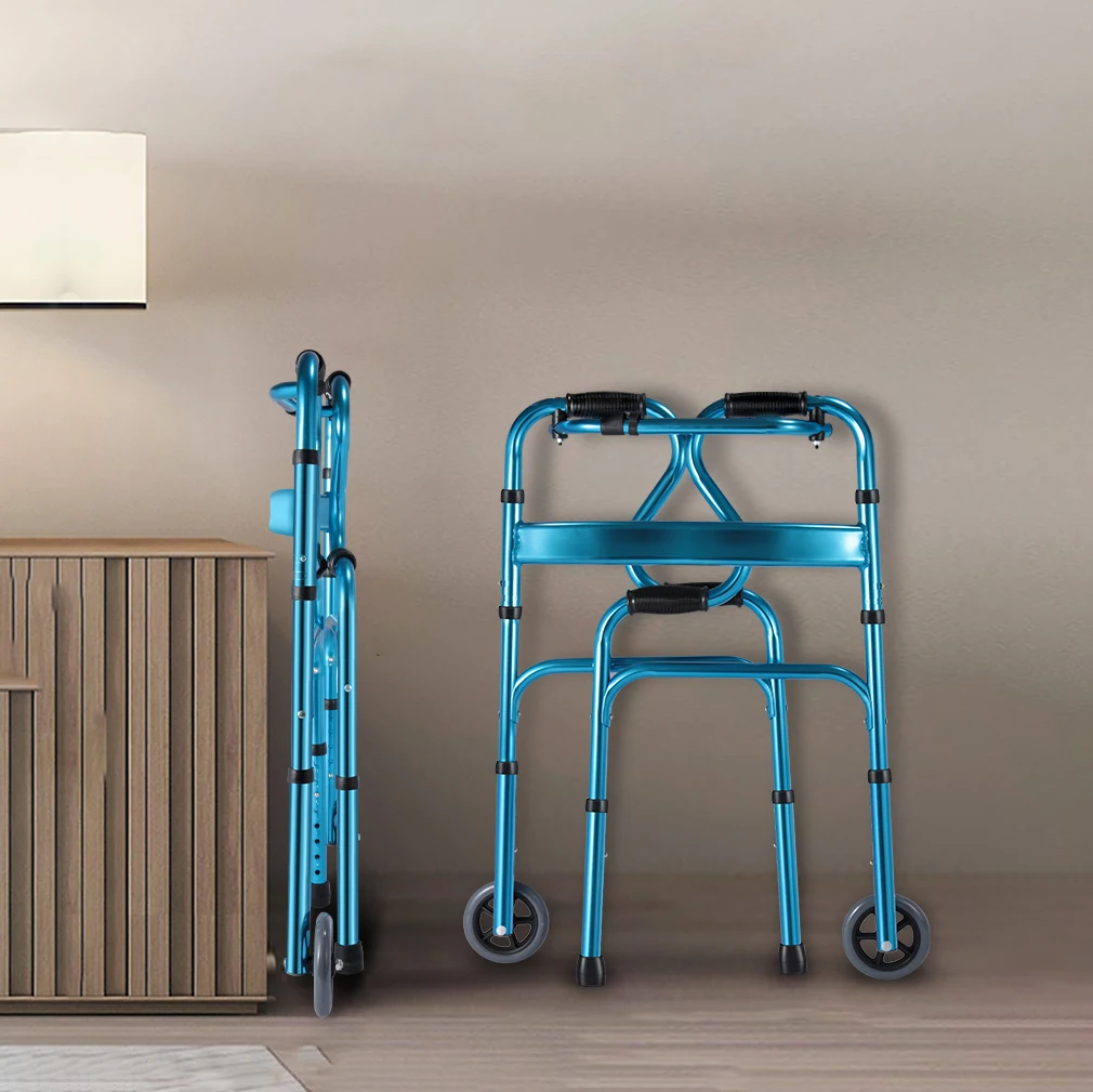 Medical Health Care Seniors Outdoor Aluminum Lightweight Walking Aid Foldable Rollator Walker