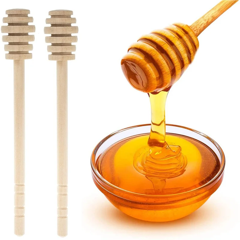 Wick Hot Sale Jar Round Bottle Wood Honey Dipper With Wooden