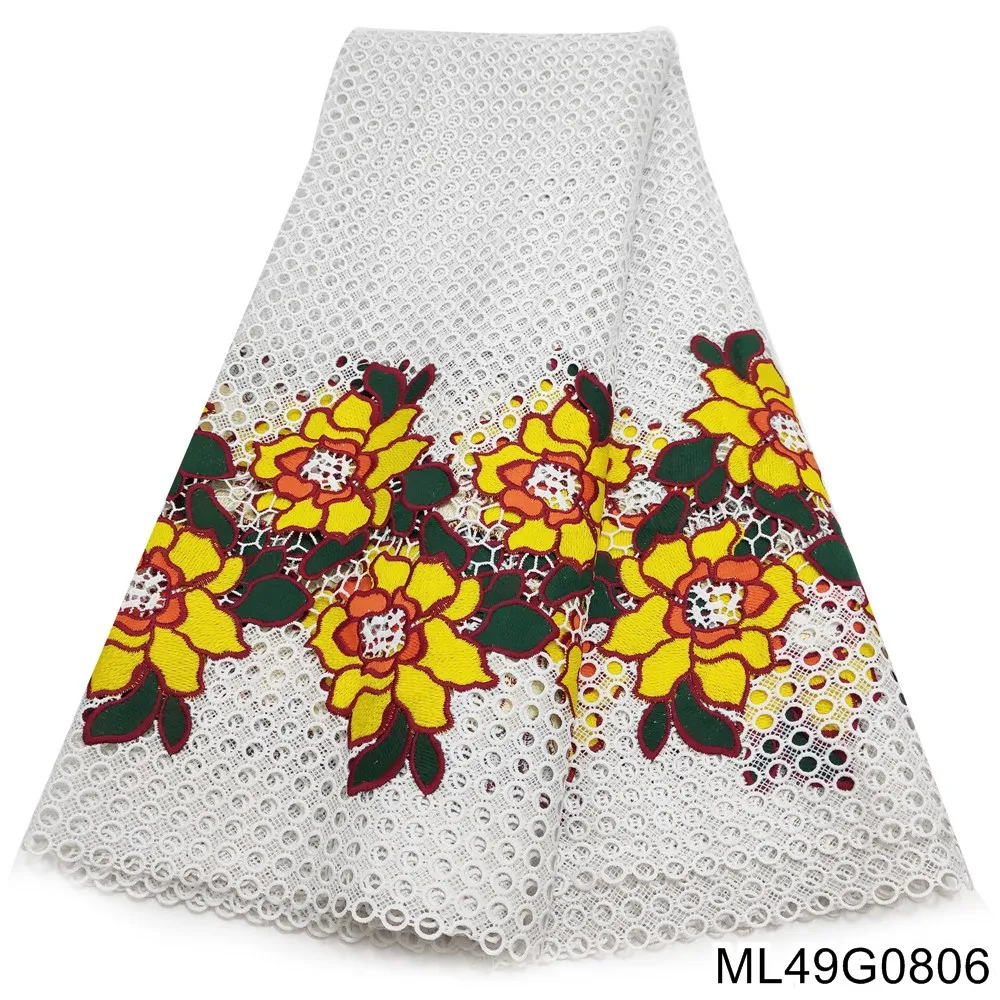Beautifical  cord lace african fabrics 5 yards embroidery water soluble dress sewing lace material ML7G195