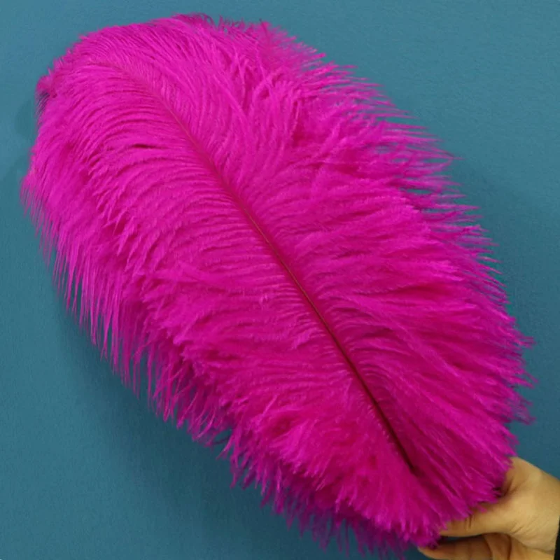 wholesale cheap large white 40-45CM  Ostrich Feathers High Quality Multi-Color Smooth Fluffy fabric faux ostrich feather red