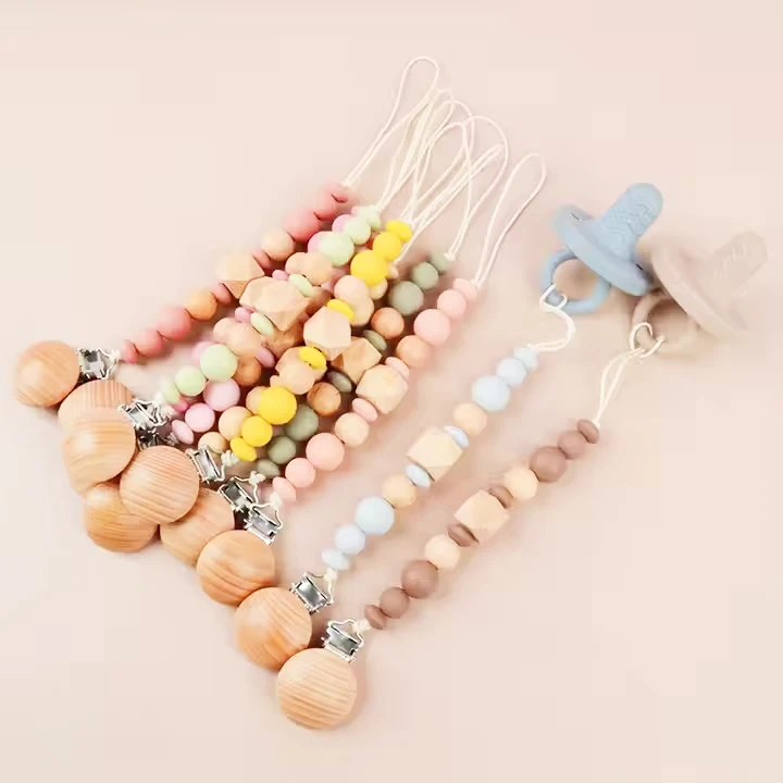 Ins Food Grade Anti Drop Feeding Pacifier Chain Silicone Dummy Pacifier Clip