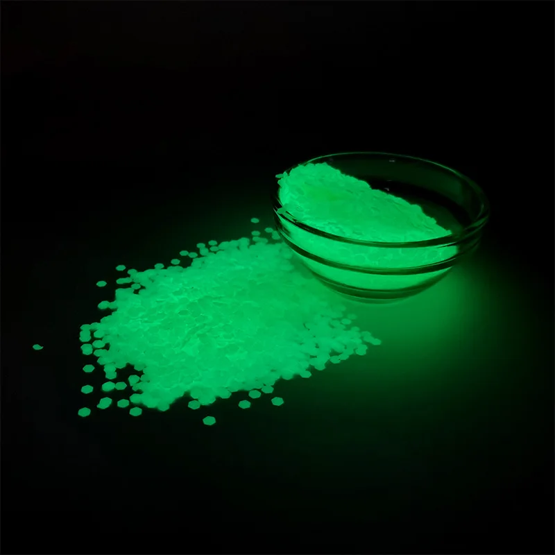 Hot Sale Luminous Solvent Resistant Loose Chunky Cosmetic Glitter Phosphorescent Glow in dark Glitter