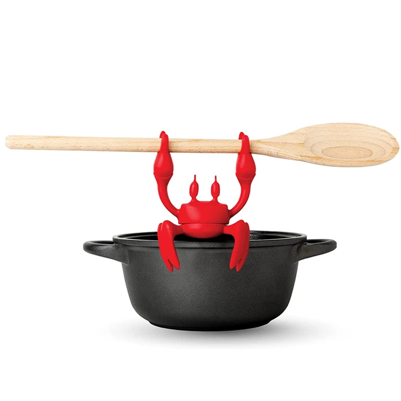 Red the Crab Silicone Utensil Rest Silicone Spoon Rest for kitchen pot Grill Utensil Holder Steam Releaser crab Spoon Holder