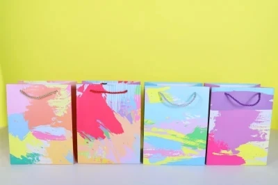 Popular Abstract Colorful Paint Painting Shopping Paper Gift Bag