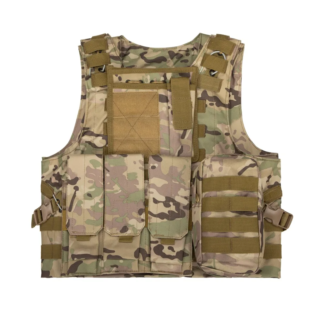 
Tactical MOLLE Airsoft Vest Adjustable Paintball Combat Training Vest Detachable Protective CS Field Game Vest 