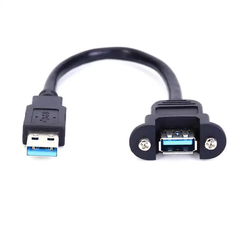 New USB3.0 Male to Female Extension Cable with Ears can be Fixed Various Chassis/Cabinets/Panels USB Extender W/Screw nut