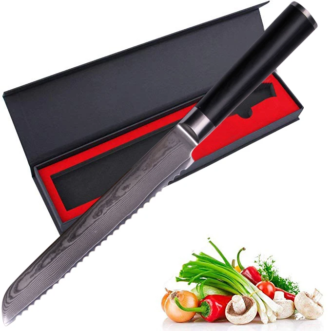 
Serrated Damascus Steel Bread Knife 8inch 