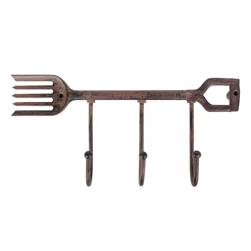 Esschert Design Antique Rust Cast Iron Spade Fork Hanger Hook