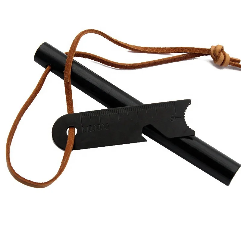 1/2*5 inch Bushcraft Feuerstahl Large Ferrocerium Ferro Rod Fire Starter with Leather Strap