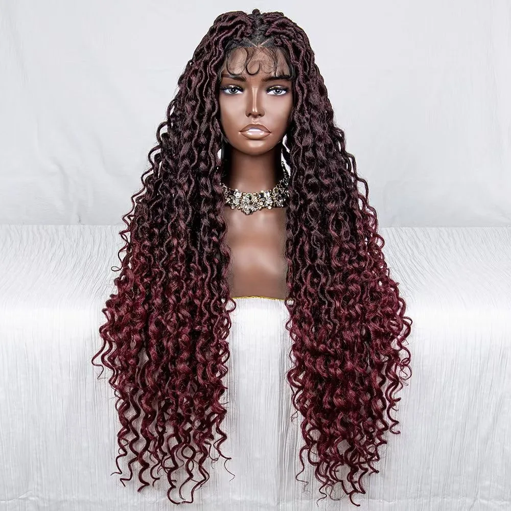 River Locs Lace Front Braided Wigs Synthetic Hair Wigs Soft long goddess locs hair Glueless lace closure wigs