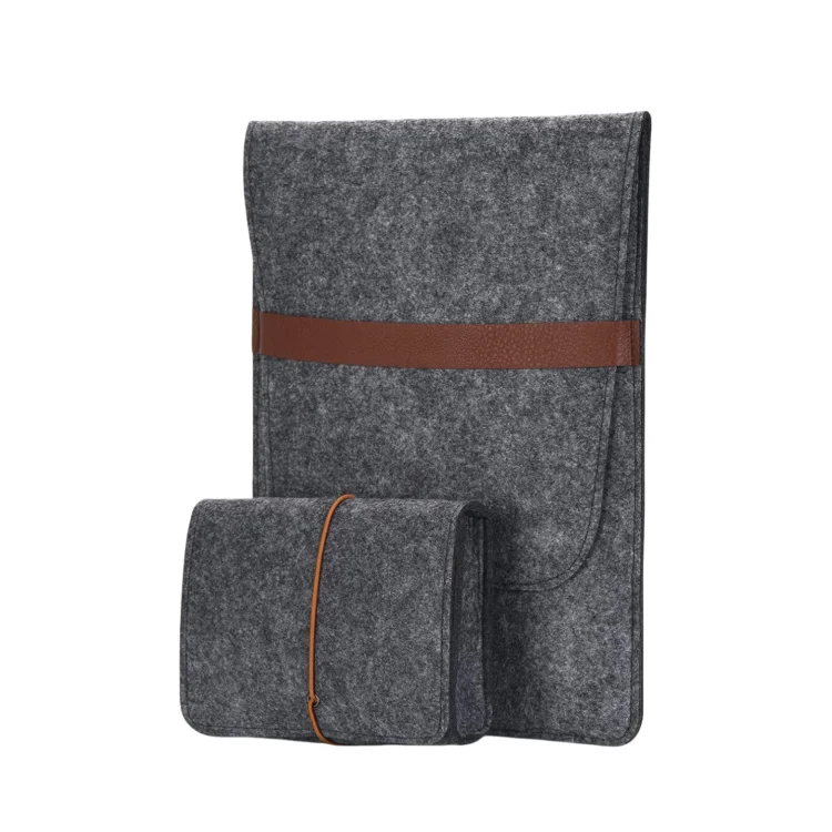 Felt Sleeve Protective Laptop Case for 16 Inch with Small Felt Accessory Bag Dark Gray