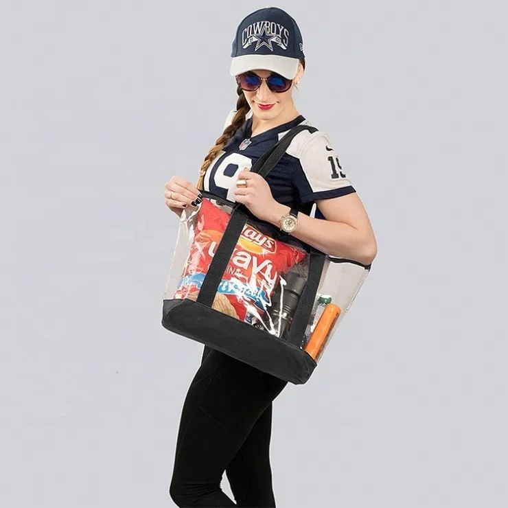 Cheap PVC Shopping Handbags Bag Large Capacity Clear Transparent Plastic Tote Shopper Bag