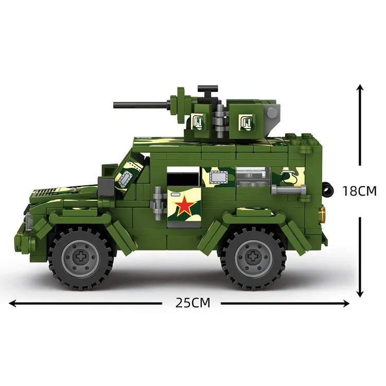 New arrival military armored vehicle tank off road toy car blocks with color box