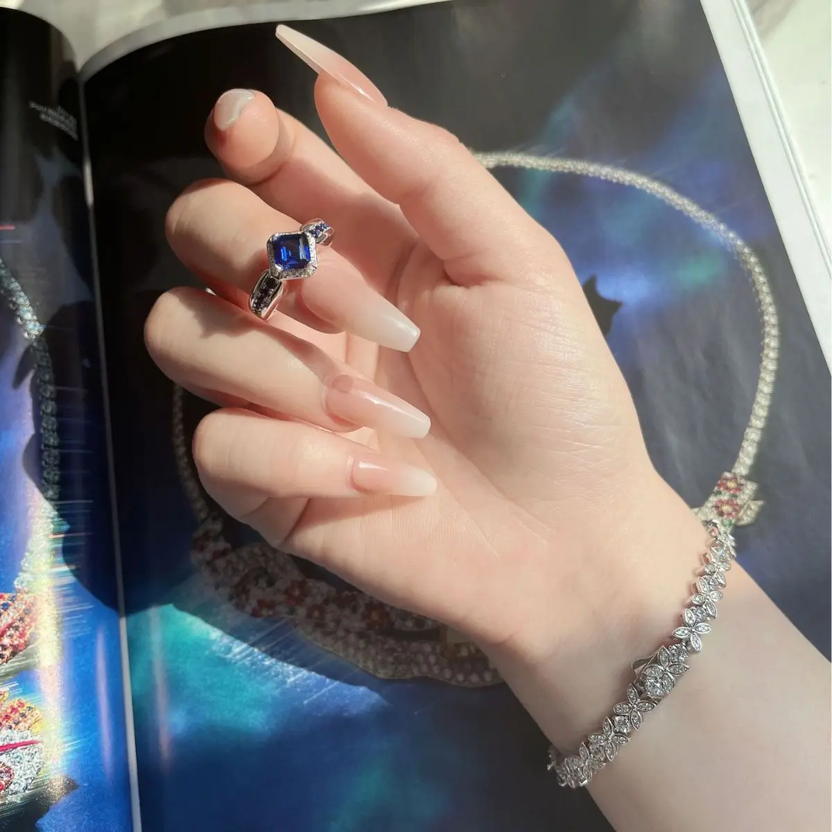 Fine Jewelry Rings 925 Sterling Silver Asscher Cut 6*6MM Cubic Zirconia Sapphire Ring