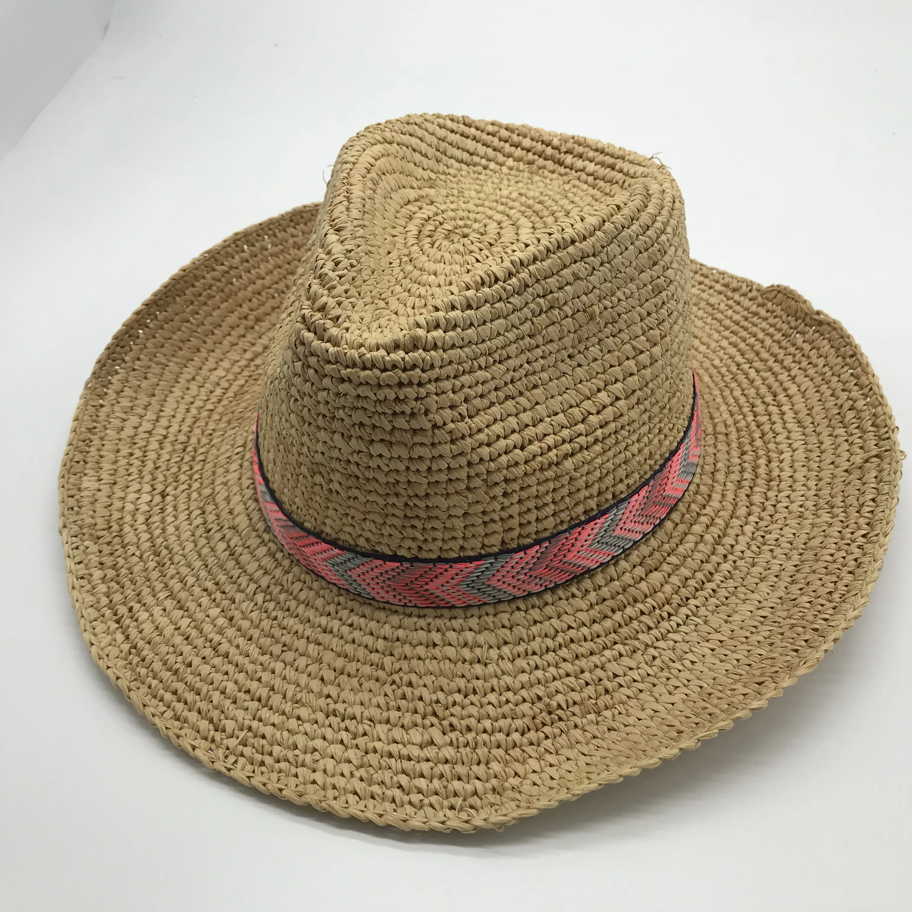 2020 fashion shell beads trimming raffia straw crocheted woven tea cowboy hat