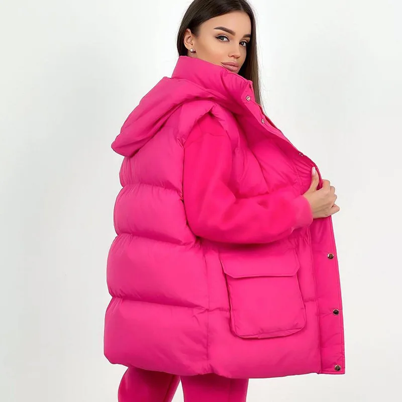 NS032 Winter collection ladies vest coat casual solid puffy coats for women long slim