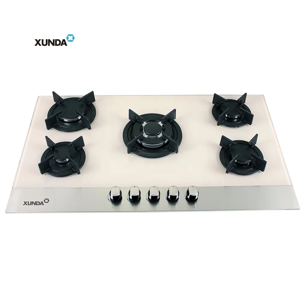 Xunda Factory Kitchen Appliances built-in 5 SABAF  Burner White Gas Cookers Hob Gas Stove
