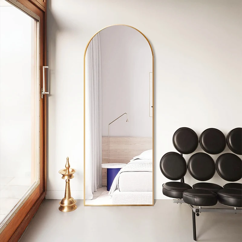 Large Wholesale Custom Big Metal Framed Arch Gold Black Long Full Length Dressing Wall Floor Standing Mirror Espejo Spiegel