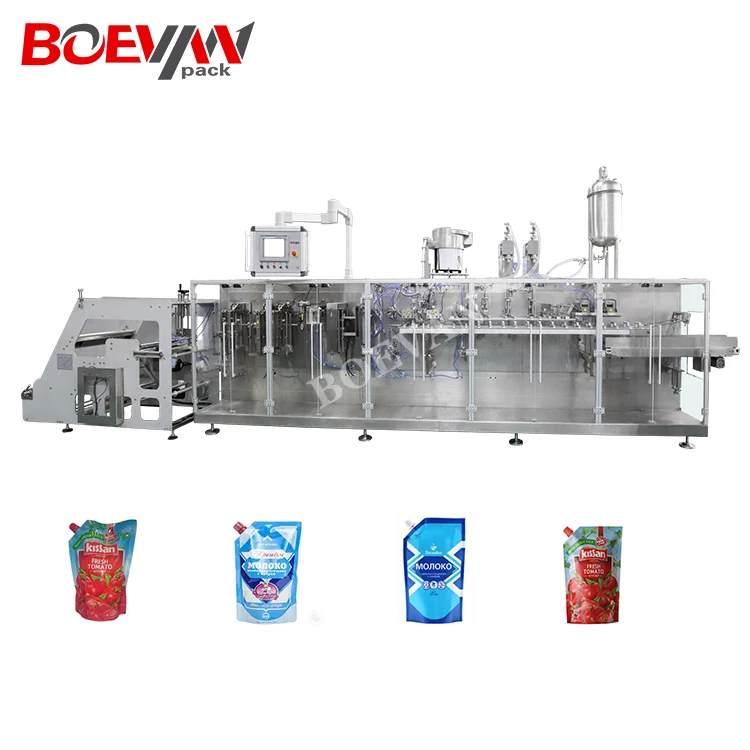 Full automatic horizontal doypack spout pouch chili paste sauce packaging machine
