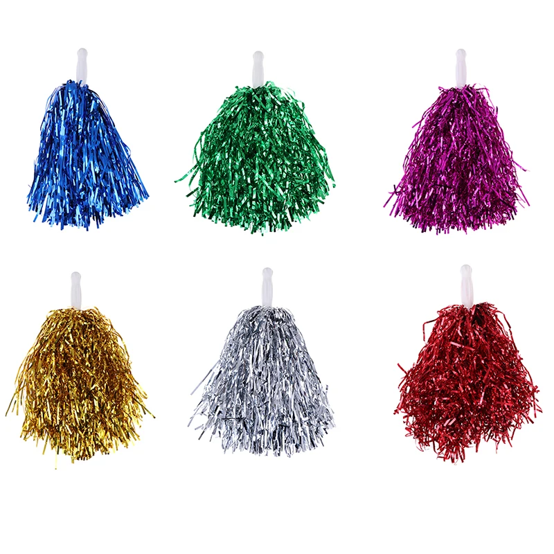 Handheld metallic cheerleading heat transfers cheerleading pom poms
