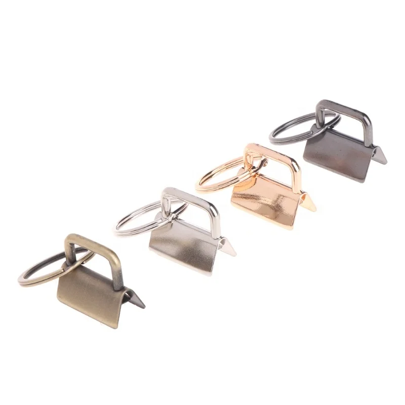 Key Fob Hardware Rainbow Color Vacuum Plating keychain Split Ring For Wrist Wristlets Cotton Tail Clip Webbing