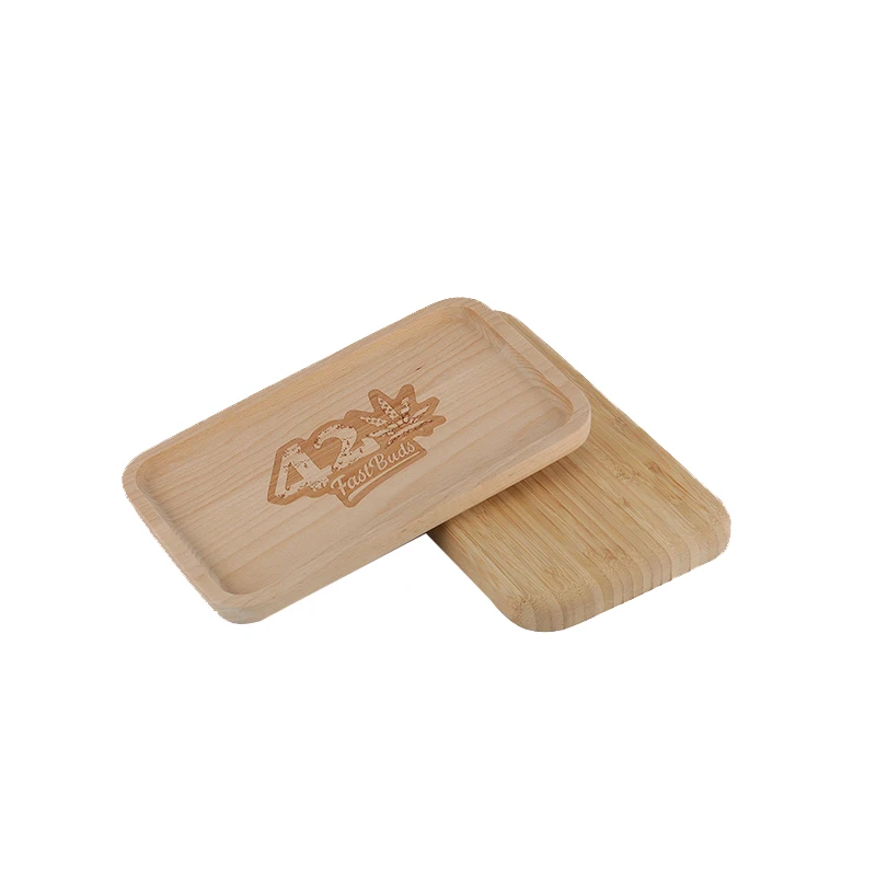 Wholesale Custom Logo Acacia Wood Beach Wood Smoking Tobacco  Serving Rolling Cigarette Wood Rolling Tray