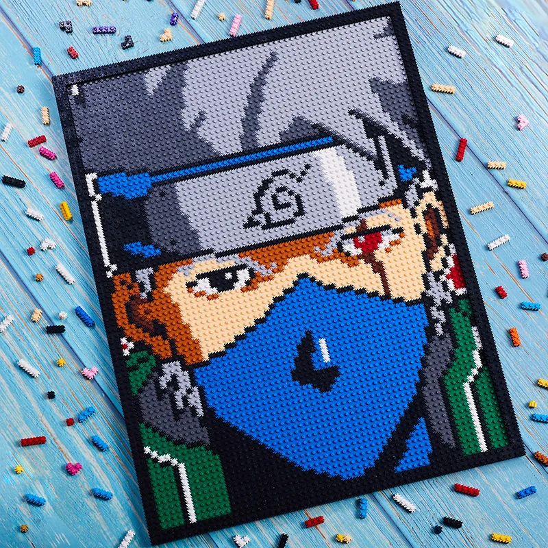 XRH Anime Figures Pixel Painting Series Carton One Pieces Luffy Kakashi Painting Bricks Custom Mosaic Art Building Blocks Set To