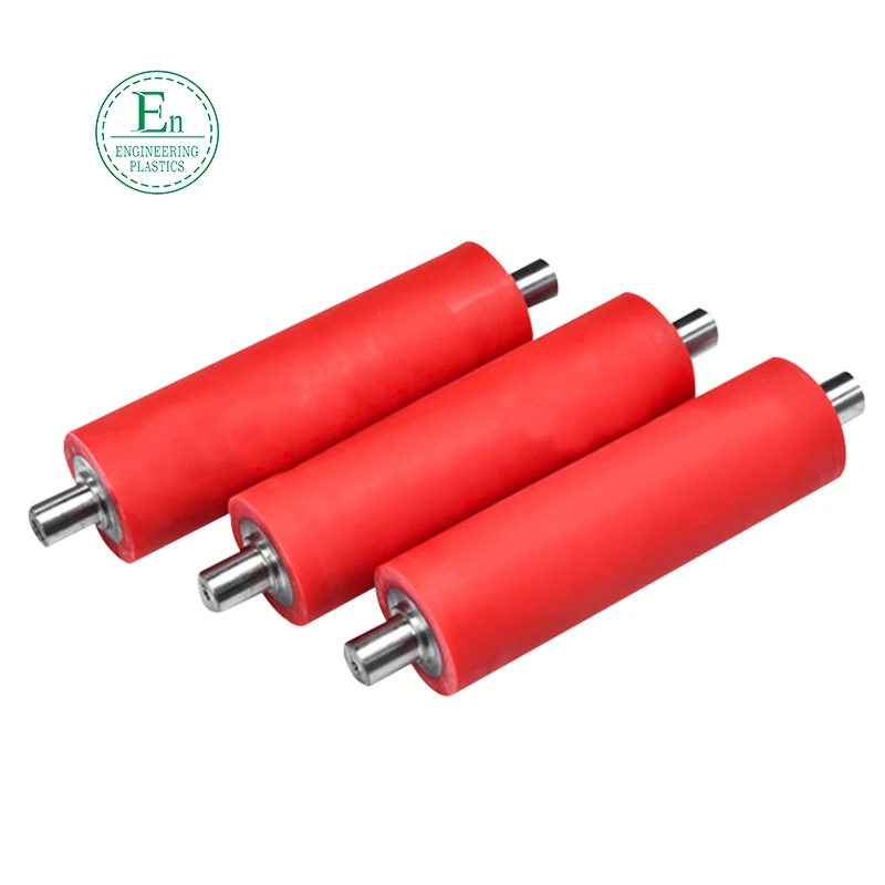 Yellow rubber roller custom wear resistant nylon products roller printing machine spare parts PU guide roller